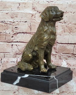Seated Golden Retriever Original Bronze Statue - 9.5" x 6.5": Seated Golden Retriever Original Bronze Statue - 9.5&#34; x 6.5&#34;   This refined bronze sculpture honors the beloved Golden Retriever, celebrated for its loyalty, warmth, and gentle nature. Posed i