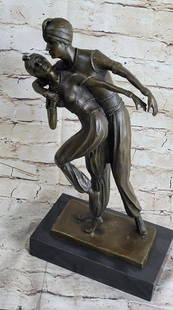 Persian Dancers" Inspired Bronze Sculpture by D.H. Chiparus - 16" x 9: &#34;Persian Dancers&#34; Inspired Bronze Sculpture by D.H. Chiparus - 16&#34; x 9&#34;  The &#34;Persian Dancers&#34; sculpture by D.H. Chiparus captures the enchanting elegance of a male and female