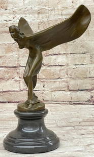 Flying Lady Rolls Royce Original Bronze Sculpture Signed by Jean Patoue - 12" x 8": Flying Lady Rolls Royce Original Bronze Sculpture Signed by Jean Patoue - 12&#34; x 8&#34;  Immerse yourself in the exquisite world of luxury with the &#34;Timeless Elegance&#34; Flying Lady Rolls Roy