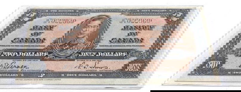 Rare 1937 Bank Of Canada $2 Bank Note - S/B 7622939 - D. Gordon & Towers: Rare 1937 Bank Of Canada $2 Bank Note - S/B 7622939 - D. Gordon &amp; Towers.  Please View Photos For Further Details.