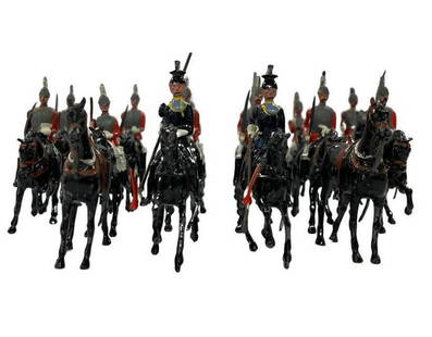 Lot of 16 - Circa 1920's Vintage British Lead Toy Soldiers On Horseback: Lot of 16- Circa 1920 Vintage British Lead Toy Soldiers On Horseback   Step into a world of historical intrigue with our Circa 1920 Vintage British Lead Toy Soldiers. Meticulously crafted, these minia