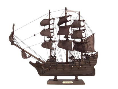 Flying Dutchman' Pirate Ship Wooden Model 14": &#39;Flying Dutchman&#39; Pirate Ship Wooden Model 14&#34;  Sail into the unknown with our captivating 14-inch Flying Dutchman Pirate Ship Model, a hauntingly beautiful tribute to the infamous ghost s