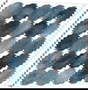 "Blue Grey Density II" Canvas Reproduction  by Emma Scarvey: &#34;Blue Grey Density II&#34; Canvas Reproduction by Emma Scarvey  Dot-patterned abstract watercolor painting of blue-gray tones. About the Artist: Emma Scarvey’s signature style is storytelling wi