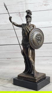 Guarding Roman Soldier Inspired Bronze Statue - 14" x 6": Guarding Roman Soldier Inspired Bronze Statue - 14&#34; x 6&#34;   Elevate your decor with the commanding presence of this &#34;Roman Soldier&#34; bronze statue by Drouot. A tribute to ancient Roman c
