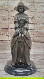 Maiden Deco Elegance - Inspired by D.H Chiparus Bronze Sculpture on Marble Base - 12" x 6": Maiden Deco Elegance - Inspired by D.H Chiparus Bronze Sculpture on Marble Base - 12&#34; x 6&#34;  Immerse yourself in the graceful world of Art Deco with &#34;Deco Elegance,&#34; an exquisite reprod