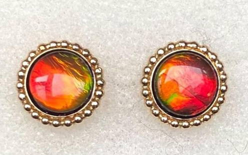 Solar Flare Ammolite Stud Earrings: Solar Flare Ammolite Stud Earrings  These ammolite stud earrings capture the mesmerizing beauty of this rare gemstone, shimmering with dynamic hues that shift in the light. Each stone, formed from fos