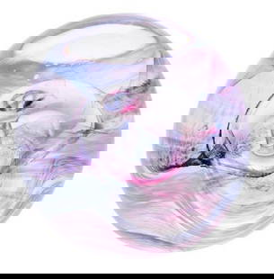 Handmade Whirlwind of Colors Crystal Paperweight: Handmade Whirlwind of Colors Crystal Paperweight Handcrafted using compressed air to shape the glass. This captivating crystal glass paperweight features a dynamic blend of blue, pink, and purple swir