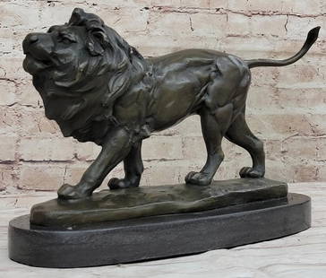 Miguel Lopez Original Bronze Sculpture of a Prowling African Male Lion King - 9" x 14": Miguel Lopez Original Bronze Sculpture of a Prowling African Male Lion King - 9&#34; x 14&#34;  Introducing the Miguel Lopez Original Bronze Sculpture, a captivating portrayal of a prowling African Ma