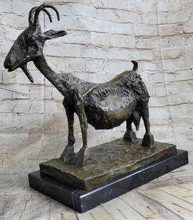 Abstract Goat Bronze Sculpture - 14.5" x 18": Abstract Goat Bronze Sculpture - 14.5" x 18" This goat sculpture is a remarkable bronze sculpture that showcases the creative genius by incorporating old and discarded materials to suggest