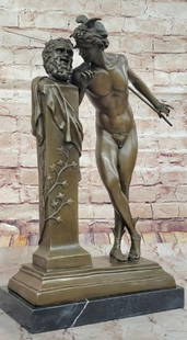 Conversations of the Ages Reproduction Bronze Sculpture - 17" x 10": Conversations of the Ages Reproduction Bronze Sculpture - 17&#34; x 10&#34;.  This thought-provoking bronze sculpture, inspired by and bearing the signature of artist Hippolyte Alexandre Julien Moulin