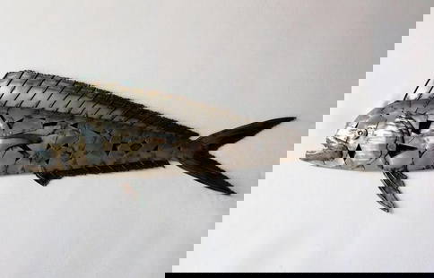 Dolphin Fish Metal Wall Sculpture: Dolphin Fish Metal Wall Sculpture This exquisite Dolphin Fish Sculpture brings the elegance of the ocean to your space. Meticulously handcrafted from metal, this 3D sculpture captures the grace of a d