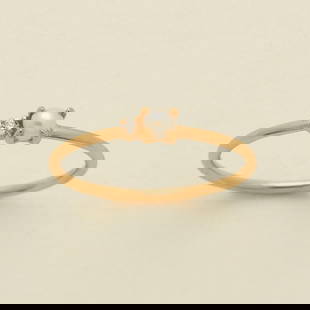 Tidal Balance Gold Vermeil Pearl Ring - Size 5: Tidal Balance Gold Vermeil Pearl Ring - Size 5 Where land meets sea, harmony thrives. This lustrous gold vermeil ring features a sparkling CZ paired with a freshwater pearl, set side by side in a radi