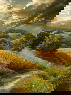 Echoes of the Approaching Storm: Echoes of the Approaching Storm Golden fields glow beneath a darkening sky, the wind carrying whispers of change. The storm gathers, pressing against the silence, its first raindrops brushing the eart
