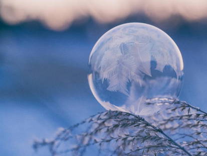 Frozen Whisper: Frozen Whisper  Clinging to a bare winter branch, a single water droplet shimmers with quiet resolve. Caught between motion and stillness, it reflects the pale light of a frozen world. The cold air wr