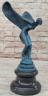 The Flying Lady Reproduction Bronze Sculpture: The Flying Lady Reproduction Bronze Sculpture  Inspired by Charles Sykes’ iconic Spirit of Ecstasy design, this elegant bronze sculpture captures the timeless beauty and motion of the famed flying l