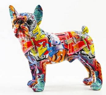 Urban Pup Graffiti French Bulldog Sculpture: Urban Pup Graffiti French Bulldog Sculpture  Bold, playful, and full of attitude, this French Bulldog sculpture is a street-style standout. Covered head to paw in vibrant graffiti art, it fuses urban