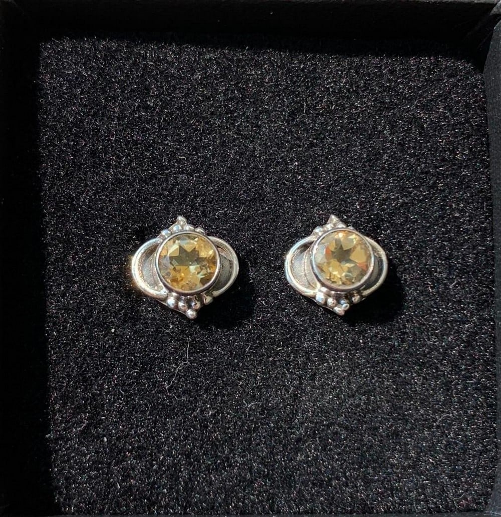 Crowned Citrine Studs