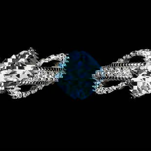 Cushion Cut Swiss Blue Topaz and Cz Gemstone 925 Sterling Silver Ring - Size 7: Cushion Cut Swiss Blue Topaz and Cz Gemstone 925 Sterling Silver Ring - Size 7 Introducing our stunning Cushion Cut Swiss Blue Topaz and CZ Gemstone Ring in size 7. Crafted from fine 925 sterling silv