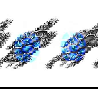 Blue Turtle Shell Sterling Silver Stud Earrings: Blue Turtle Shell Sterling Silver Stud Earrings These earrings boast a timeless design featuring a delicate turtle shell motif in mesmerizing shades of blue, encapsulated within high-quality sterling