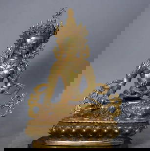 Pure Copper & Gilt Tara Guanyin Buddha Statue: Pure Bronze &amp; Gilt Tara Guanyin Buddha Statue   This Pure Bronze &amp; Gilt Tara Guanyin Buddha Statue features the compassionate deity Tara Guanyin, exquisitely crafted in pure bronze with a rich