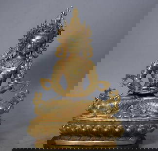 Pure Copper & Gilt Longevity Buddha Statue: Pure Bronze &amp; Gilt Longevity Buddha Statue  This Pure Bronze &amp; Gilt Longevity Buddha Statue features the serene figure of the Buddha, symbolizing health, long life, and wisdom. Crafted in pure