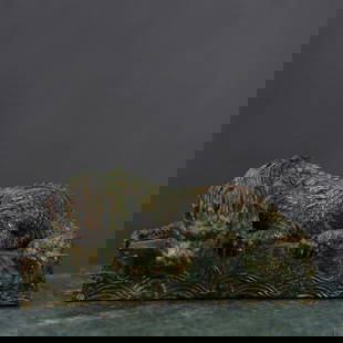 Antique Chinese Water Beast Bronze Statue: Antique Chinese Water Beast Bronze Statue   This antique Chinese bronze statue depicts a mythical water beast, embodying strength and ancient symbolism. Expertly crafted with intricate detailing and a