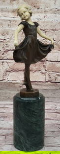 Curtsying Little Girl Inspired Bronze Statue - 13" x 5": Curtsying Little Girl Inspired Bronze Statue - 13" x 5" This charming sculpture captures the innocence and grace of childhood, depicting a young girl dancing confidently on tiptoes.