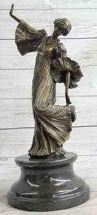 Agathon Léonard Danseuse Chantant Bronze Art Sculpture on Marble Base - 16" x 6.5": Agathon Léonard Danseuse Chantant Bronze Art Sculpture on Marble Base - 16" x 6.5" Elegance and melody converge in the captivating "Agathon Léonard Danseuse Chantant" Bronze Art