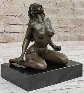 Sensual Temptation Signed Original Wicked Nude Bondage Girl Bronze Sculpture by Olaf - 9" x 7": Sensual Temptation Signed Original Wicked Nude Bondage Girl Bronze Sculpture by Olaf - 9" x 7" This "Wicked Nude Bondage Girl Bronze Sculpture" stands as a captivating bronze figurine,