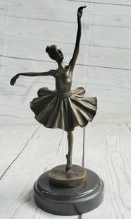 Art Deco Performing Ballerina Original Bronze Statue - 12" x 8": Art Deco Performing Ballerina Original Bronze Statue - 12&#34; x 8&#34;   This bronze sculpture captures a prima ballerina mid-performance, showcasing her grace, agility, and balance. With her leg ext