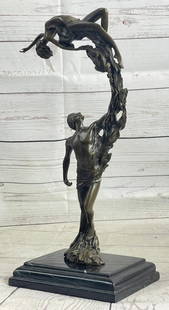 Original "Dream Dance" by Aldo Vitaleh Romantic Nude Bronze Sculpture - 9lbs: The exquisite "Dream Dance" pose was created by renowned sculpture artist Aldo Vitaleh of Italy. The inspiration for this piece came from his dream of dancing weightlessly with his love on