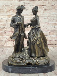 British Officer and Royal Lady Holding Hands - 13" x 10.5": British Officer and Royal Lady Holding Hands - 13&#34; x 10.5&#34;   We proudly present this finely sculpted bronze statue of a Victorian couple, a rare collector&#39;s piece for fans of classical art