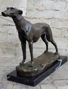 Fremiet Inspired Racing Greyhound Dog Bronze Sculpture - 10" x 10": Fremiet Inspired Racing Greyhound Dog Bronze Sculpture - 10&#34; x 10&#34;   A delightful bronze statue after Emmanuel Fremiet (1824 to 1910) A reproduction after Emmanuel Fremiet the 19th Century Par