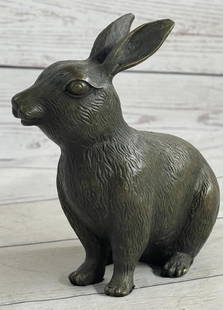 Original Bronze Bunny Sculpture - 6" x 6": Original Bronze Bunny Sculpture - 6&#34; x 6&#34;  This cute bunny looks up with the sweetest look and taking a brake from a long day. This little rabbit is the perfect touch of decor for a sweet and