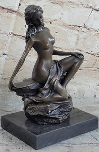 Exquisite Nude Female Bronze Sculpture: Exquisite Nude Female Bronze Sculpture  This pose of a peaceful girl sitting with downcast eyes captures the true rebirth of the innocence age. The artist was able to depict elegant nudity that even s