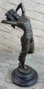 Original Persian Goddess Bronze Sculpture: Original Persian Goddess Bronze Sculpture  This lovely original sculpture of a Persian woman Standing gracefully and dancing. She is really concentrated in the music instrument playing in radio ,she c