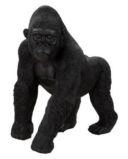 Elegant Black Gorilla Sculpture for Modern Decor.: Elegant Black Gorilla Sculpture for Modern Decor.  Elegant black gorilla sculpture, standing on all four legs. Discover Mauro Ferretti, the Italian brand known for luxurious and refined home products.