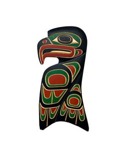 Eagle West Coast Indigenous Wooden Carving by Jim Charlie: Eagle West Coast Indigenous Wooden Carving by Jim Charlie  This intricately carved wooden eagle by Jim Charlie embodies the strength, wisdom, and freedom of the majestic bird. A striking representatio