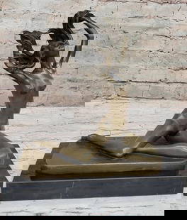 Sculptors Muse: Inspired Bronze Sculpture of a Free Spirited Woman Posing by C. Mirval - 12" x 9.5": Sculptors Muse: Inspired Bronze Sculpture of a Free Spirited Woman Posing by C. Mirval - 12&#34; x 9.5&#34; Presenting an exquisite bronze sculpture capturing the spirit of an artist&#39;s muse. This