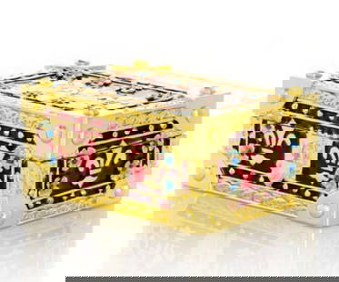 Keepsake Treasure Chest Trinket Box: Keepsake Treasure Chest Trinket Box This enamel-painted trinket box, plated with either 24K gold or 925 silver, features handpicked Austrian crystals artistically placed on each piece. Equipped with a