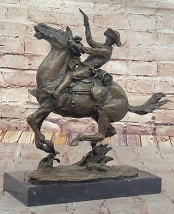 A Cowboy's Charge Bronze Sculpture by Frederic Remington - 12.5" x 12": A Cowboy&#39;s Charge Bronze Sculpture by Frederic Remington - 12.5&#34; x 12&#34;  Frederic Remington’s A Cowboy’s Charge brings the Wild West to life, capturing a fearless cowboy mid-gallop, gun