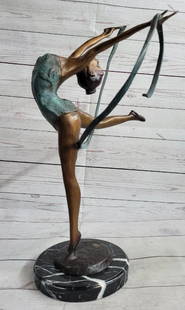 Graceful Dancer in Motion Original Bronze Sculpture by Collett - 21.5" x 14": Graceful Dancer in Motion Original Bronze Sculpture by Collett - 21.5&#34; x 14&#34;  This exquisite bronze sculpture captures the essence of a graceful dancer in the midst of her performance. With he