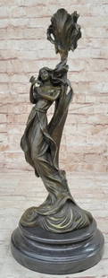 Enchanted Harmony - Milo's Wood Nymph Candleholder Signed Original Bronze Sculpture Set - 15" x 6": Enchanted Harmony - Milo&#39;s Wood Nymph Candleholder Signed Original Bronze Sculpture Set - 15&#34; x 6&#34; &#34;Enchanted Harmony: Milo&#39;s Wood Nymph Candleholder Set&#34; is a captivating bron