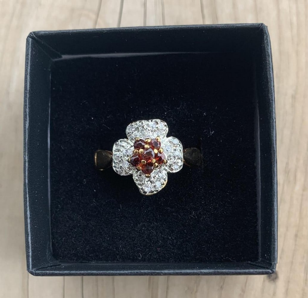 Garnet Bloom Diamond Cluster Ring (1 of 4)