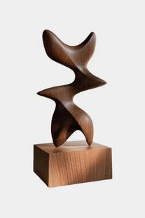 Twist of Balance Wooden Abstract Sculpture: Twist of Balance Wooden Abstract Sculpture   This hand-carved wooden sculpture features a strikingly fluid, abstract form that seems to defy gravity. Rising from a sturdy square base, its natural grai