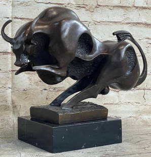 Force in Form: Abstract Bronze Bull Sculpture: Force in Form: Abstract Bronze Bull Sculpture This modern art bronze sculpture captures the raw power and determination of a bull through bold abstraction and sleek, stylized lines. The muscular form
