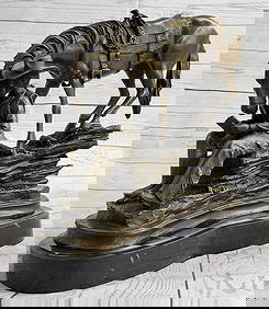 Cowboy Reading a Book with Horse Bronze Metal Western Sculpture Statue Remington Decor - 11" x 13" (1 of 7)