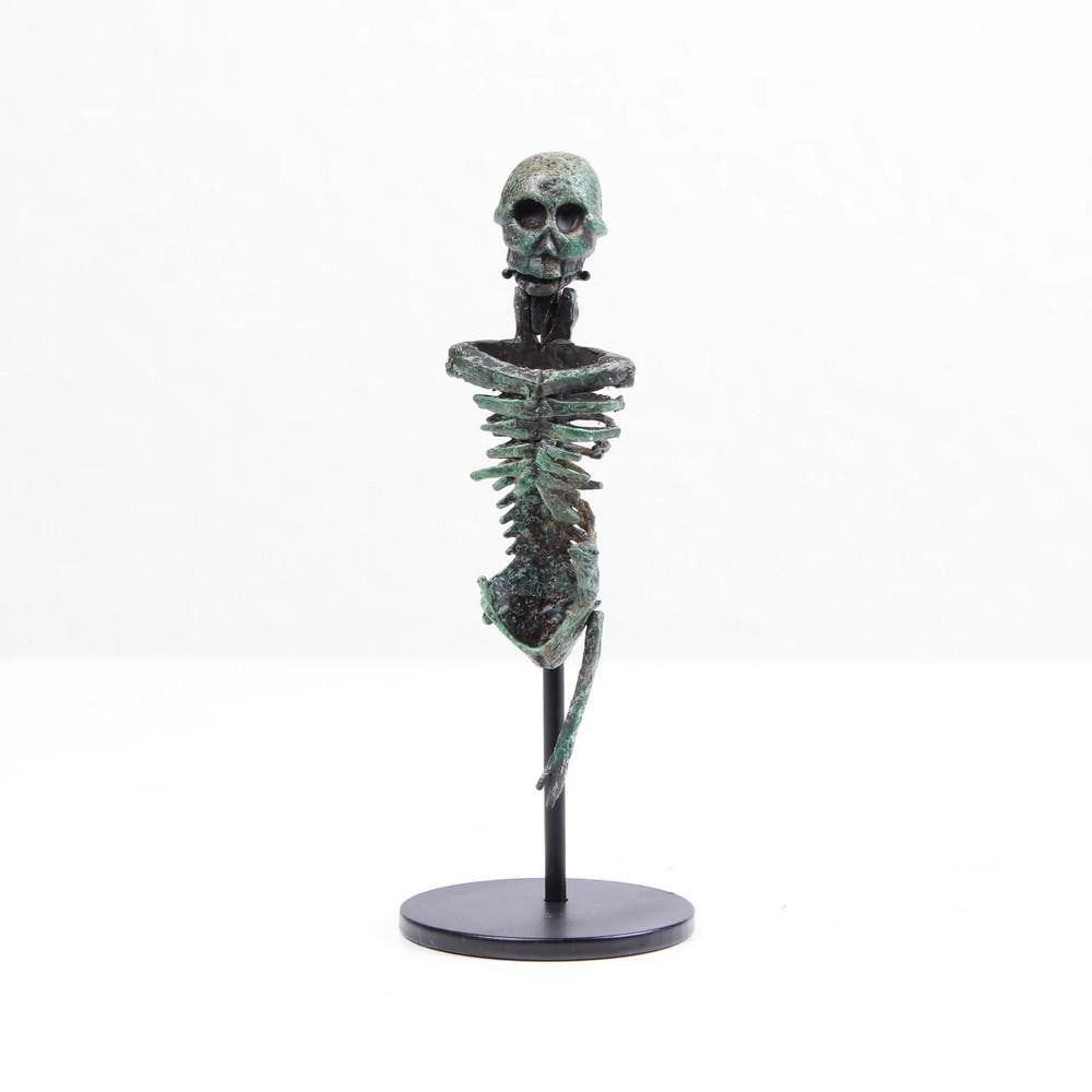 Larva Convivalis Roman Skeleton Sculpture Memento Mori Cold Cast Bronze - (0.2lbs) (1 of 4)