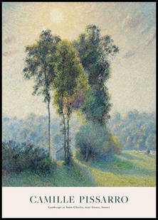 Saint-Charles Landscape by Camille Pissarro Poster Print - 28" x 20": Saint-Charles Landscape by Camille Pissarro Poster Print - 28&#34; x 20&#34;  Experience the serenity of nature with this art print, a faithful reproduction of Camille Pissarro&#39;s masterpiece. A lu
