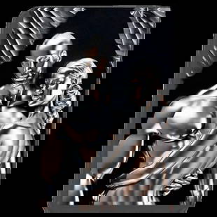 The Metal Embrace Picture: The Metal Embrace Picture.  This artwork captures the beauty of connection through the stunning depiction of a shiny metal couple in an intimate embrace. The polished surfaces of the figures create ca